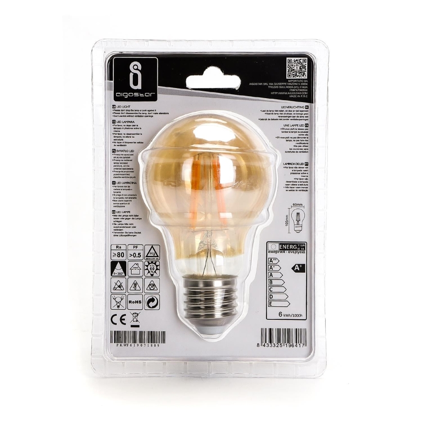 LED Żarówka A60 E27/6W/230V 2200K - Aigostar