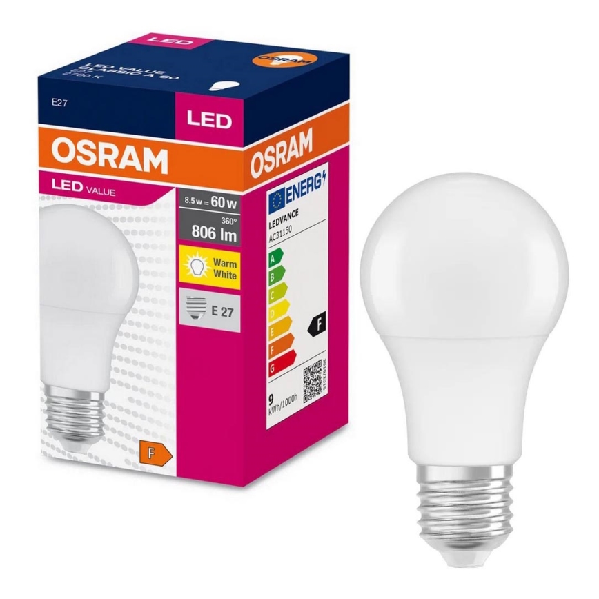 LED Żarówka A60 E27/8,5W/230V 2700K - Osram