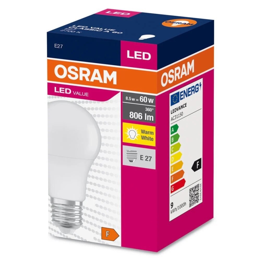 LED Żarówka A60 E27/8,5W/230V 2700K - Osram