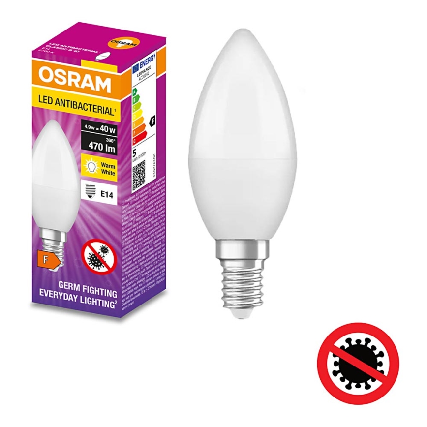 LED Żarówka antybakteryjna B40 E14/4,9W/230V 2700K - Osram