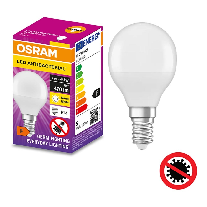 LED Żarówka antybakteryjna P40 E14/4,9W/230V 2700K - Osram