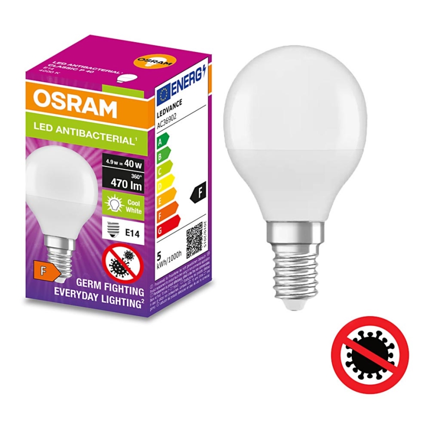 LED Żarówka antybakteryjna P40 E14/4,9W/230V 4000K - Osram