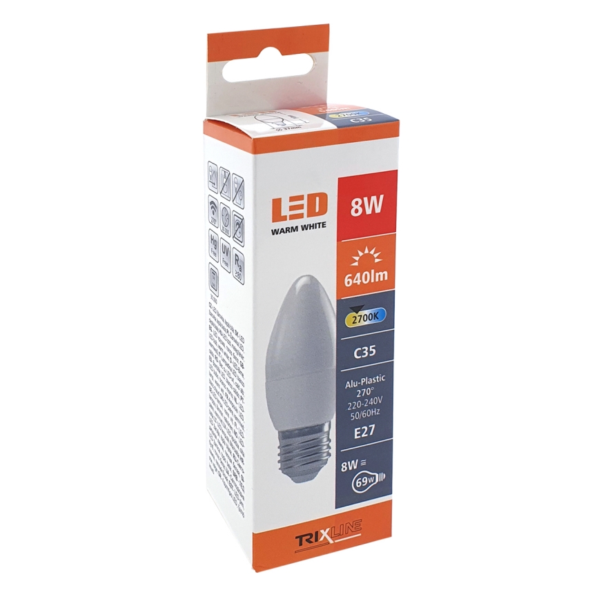 LED Żarówka C35 E27/8W/230V 2700K