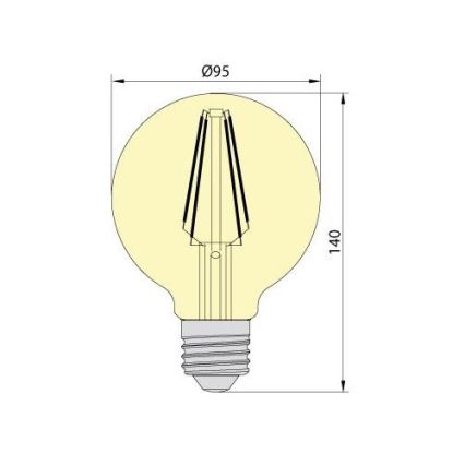 LED Żarówka CLASIC AMBER G95 E27/8W/230V 2200K – Brilagi