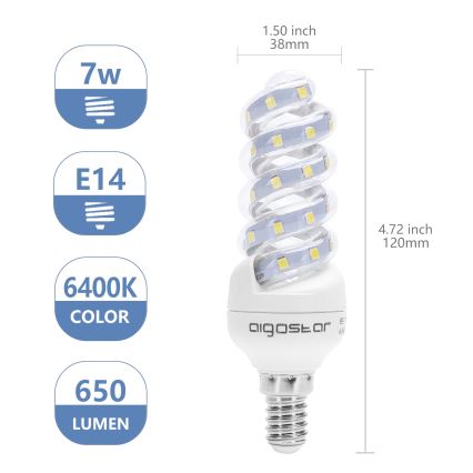 LED Żarówka E14/7W/230V 6500K - Aigostar