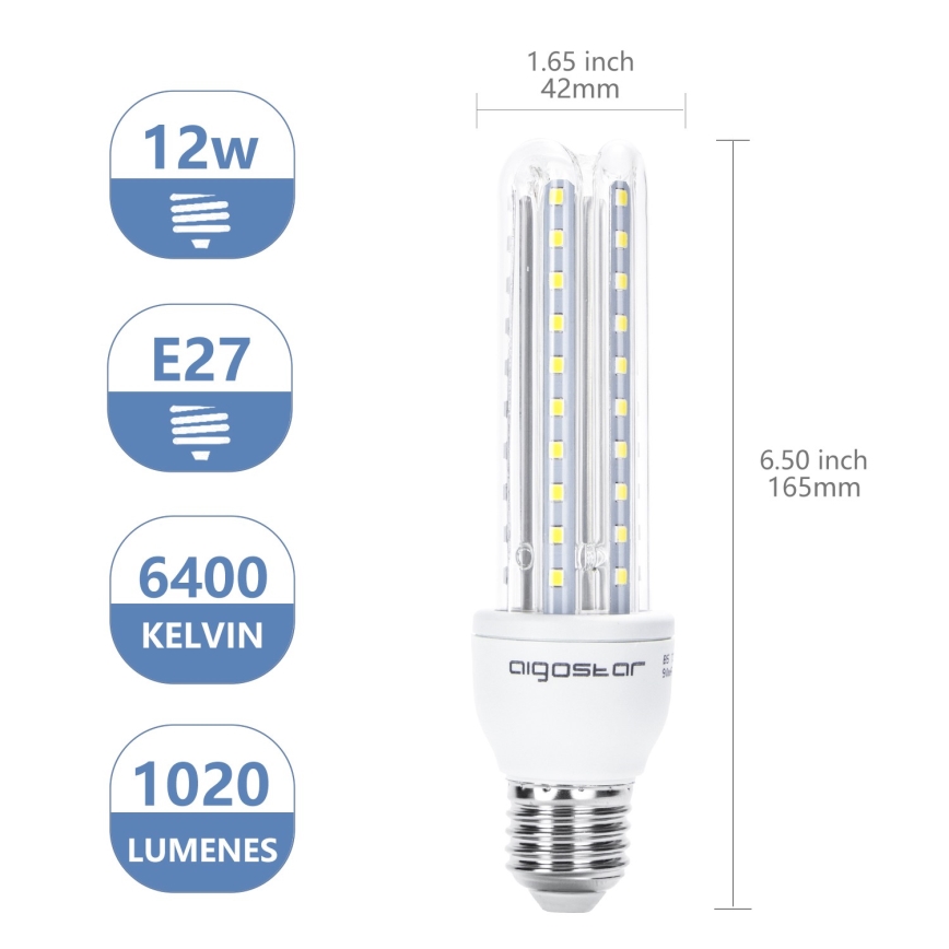 LED Żarówka E27/12W/230V 6500K - Aigostar