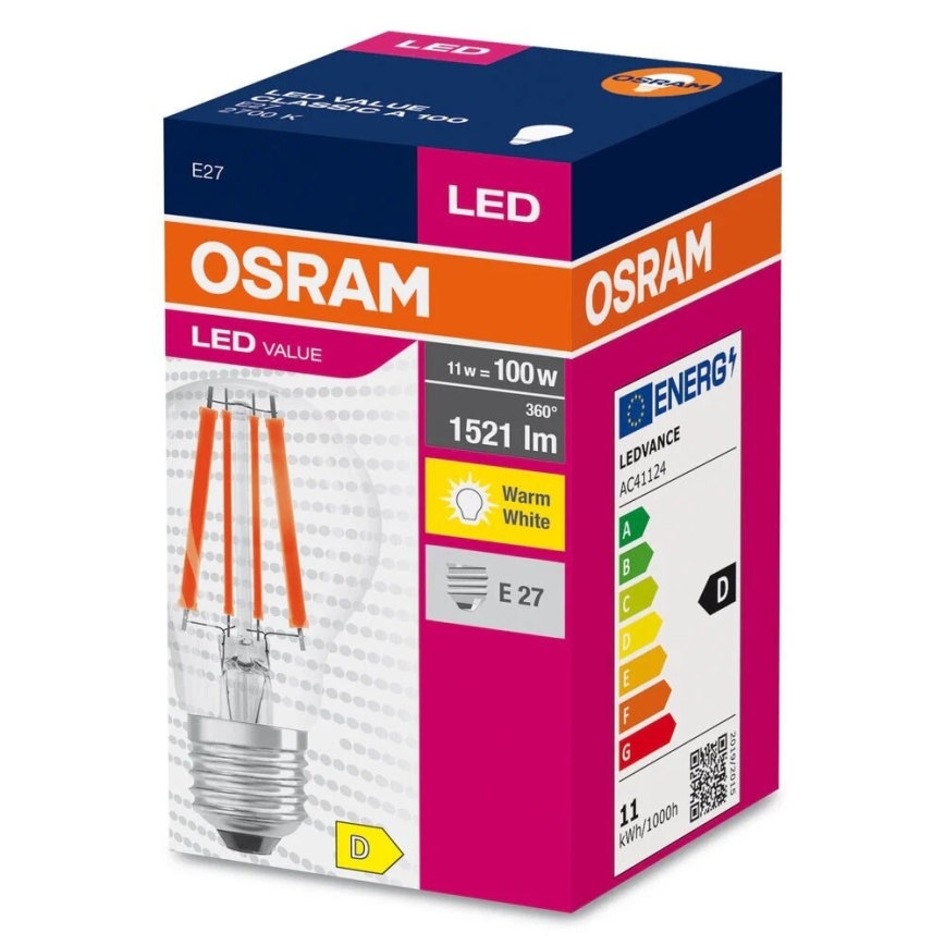 LED Żarówka FILAMENT A100 E27/11W/230V 2700K - Osram