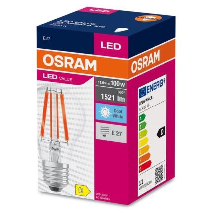 LED Żarówka FILAMENT A100 E27/11W/230V 4000K - Osram