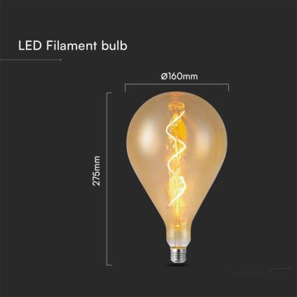 LED Żarówka FILAMENT A160 E27/4W/230V 2700K