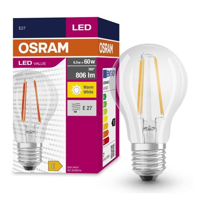 LED Żarówka FILAMENT A60 E27/6,5W/230V 2700K - Osram