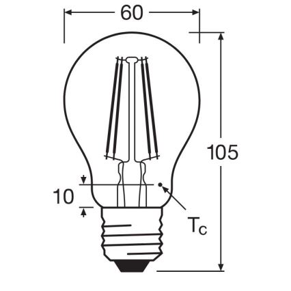LED Żarówka FILAMENT A60 E27/6,5W/230V 2700K - Osram