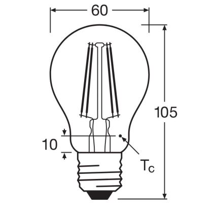 LED Żarówka FILAMENT A60 E27/6,5W/230V 4000K - Osram
