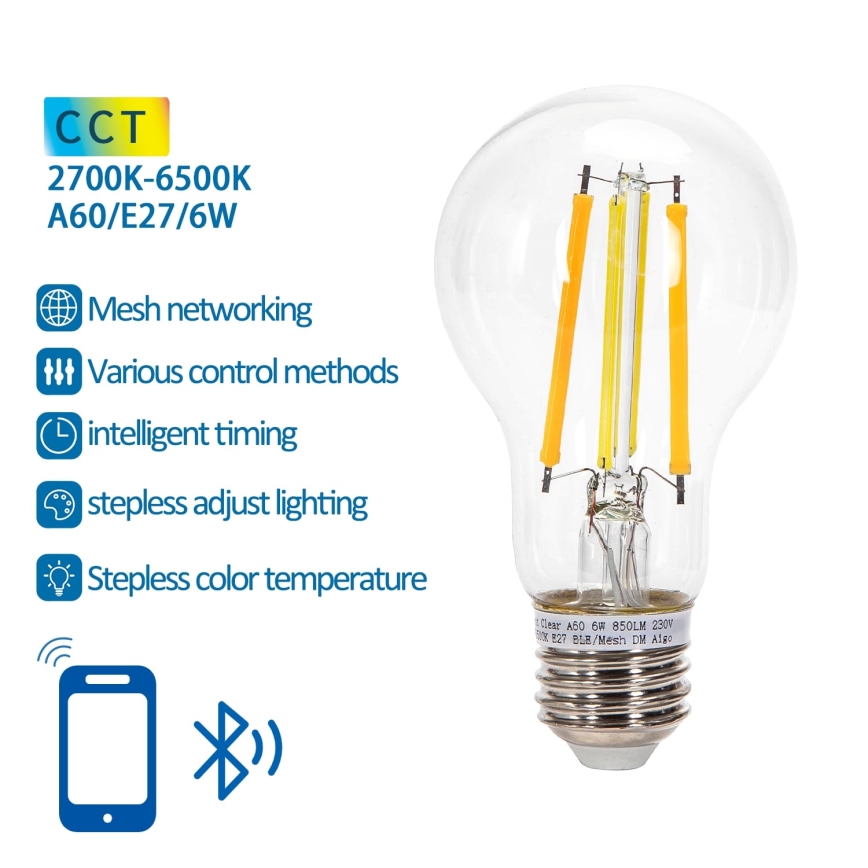 LED Żarówka ściemnialna FILAMENT MESH Smart A60 E27/6W/230V 2700-6500K - Aigostar