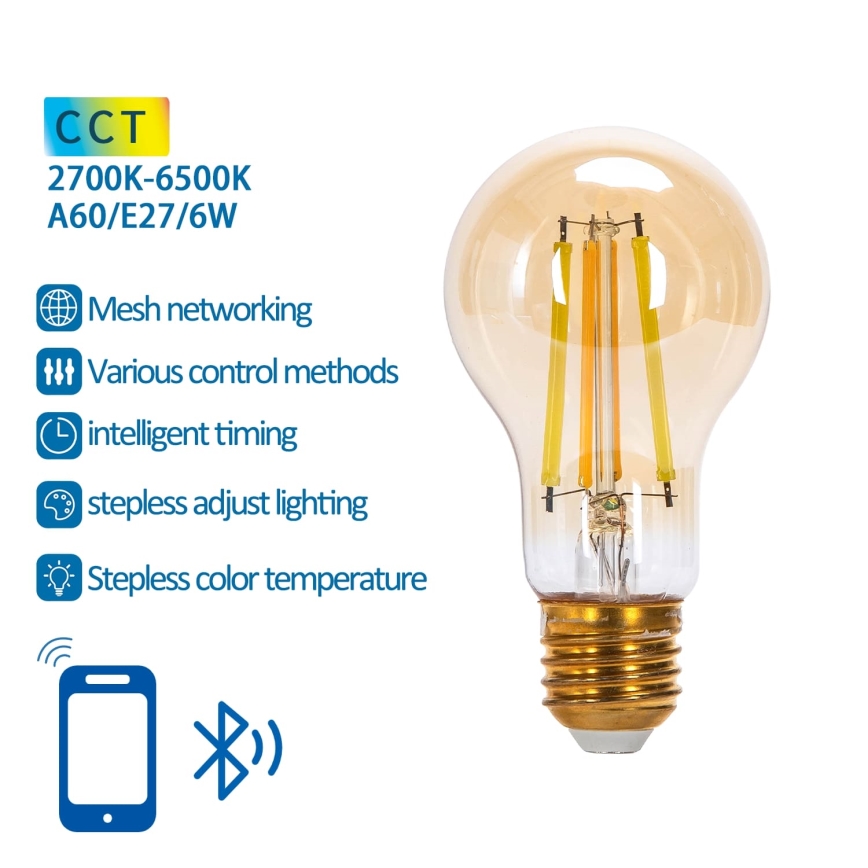 LED Żarówka ściemnialna FILAMENT MESH Smart A60 E27/6W/230V 2700-6500K - Aigostar