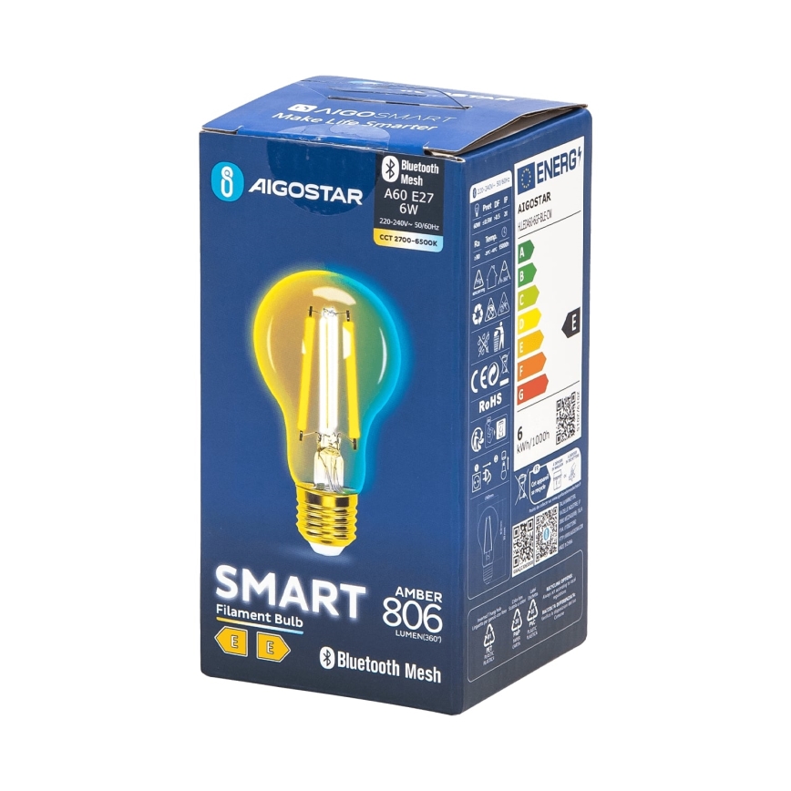 LED Żarówka ściemnialna FILAMENT MESH Smart A60 E27/6W/230V 2700-6500K - Aigostar