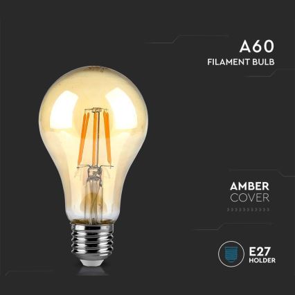 LED Żarówka FILAMENT AMBER A67 E27/10W/230V 2200K