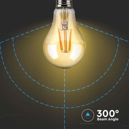 LED Żarówka FILAMENT AMBER A67 E27/10W/230V 2200K