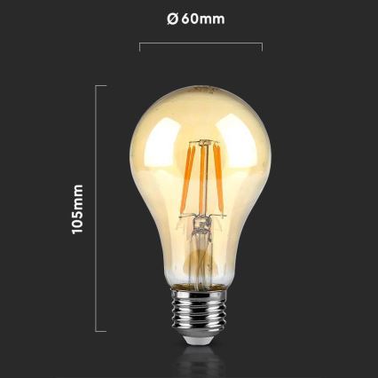 LED Żarówka FILAMENT AMBER A67 E27/10W/230V 2200K