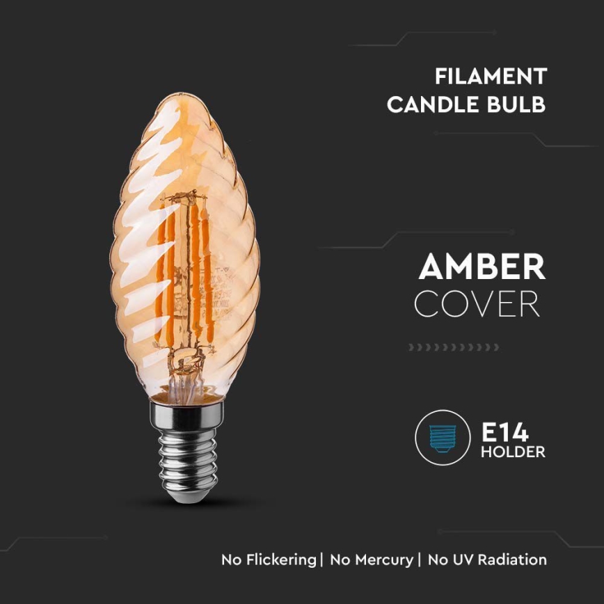 LED Żarówka FILAMENT AMBER E14/4W/230V 2200K