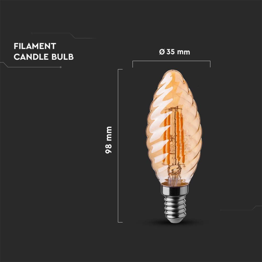 LED Żarówka FILAMENT AMBER E14/4W/230V 2200K