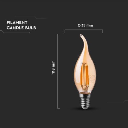 LED Żarówka FILAMENT AMBER E14/4W/230V 2200K