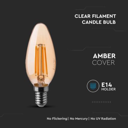 LED Żarówka FILAMENT AMBER E14/4W/230V 2200K