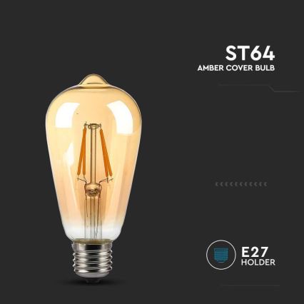 LED Żarówka FILAMENT AMBER ST64 E27/8W/230V 2200K