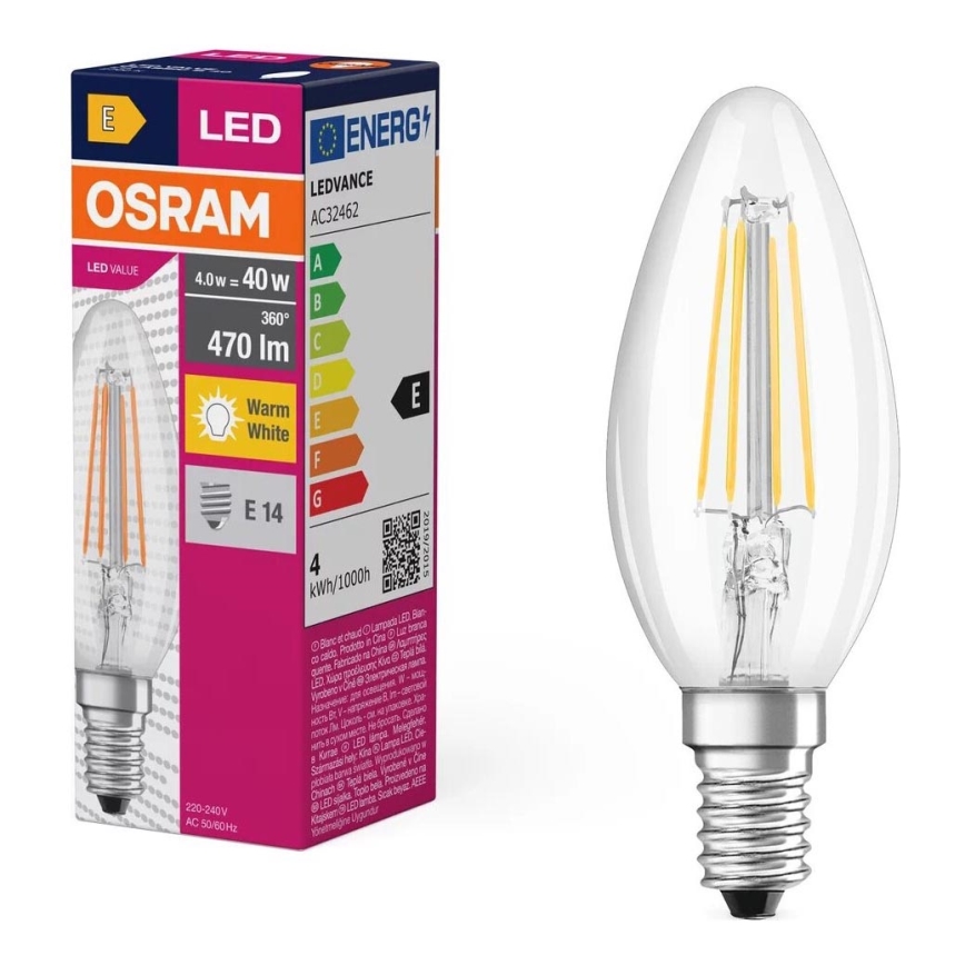 LED Żarówka FILAMENT B40 E14/4W/230V 2700K - Osram