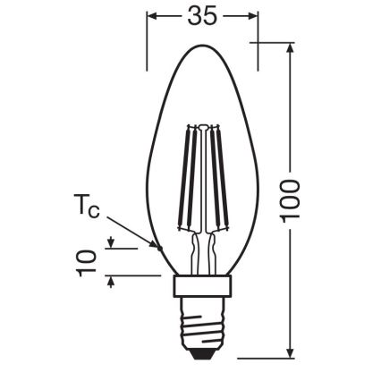 LED Żarówka FILAMENT B40 E14/4W/230V 2700K - Osram