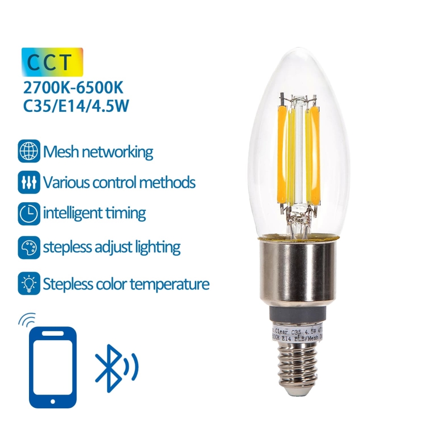 LED Żarówka ściemnialna FILAMENT MESH Smart C35 E14/4,5W/230V 2700-6500K - Aigostar