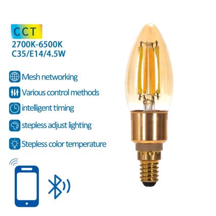 LED Żarówka ściemnialna FILAMENT MESH Smart C35 E14/4,5W/230V 2700-6500K - Aigostar