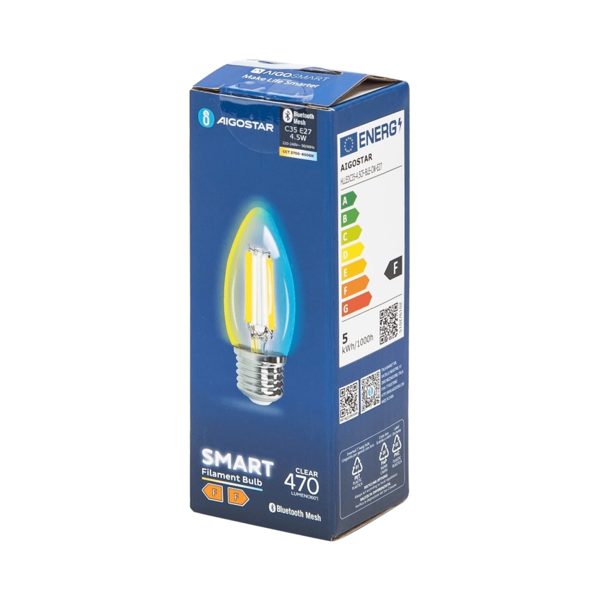 LED Żarówka ściemnialna FILAMENT MESH Smart C35 E27/4,5W/230V 2700-6500K - Aigostar