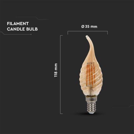 LED Żarówka FILAMENT E14/4W/230V 2200K