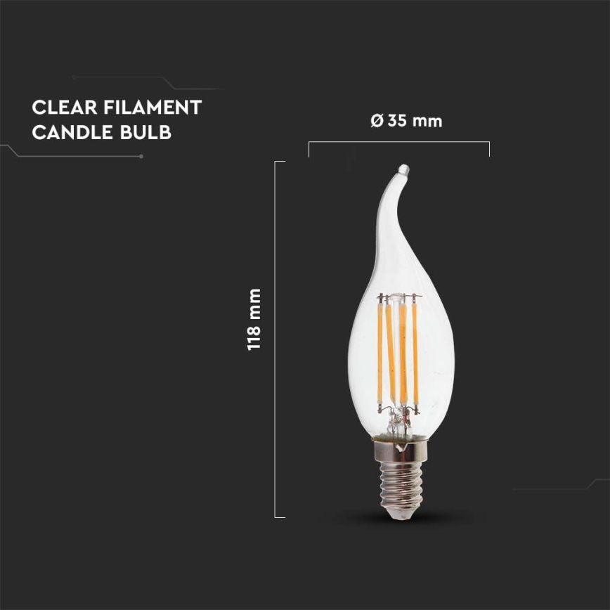 LED Żarówka FILAMENT E14/4W/230V 6500K