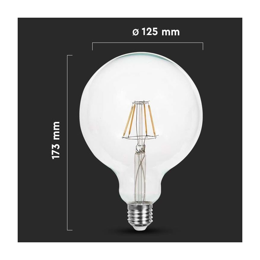 LED Żarówka FILAMENT G125 E27/10W/230V 4000K