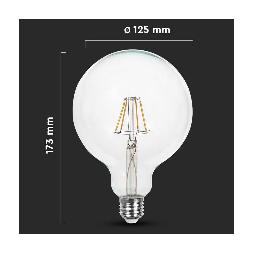 LED Żarówka FILAMENT G125 E27/10W/230V 6400K