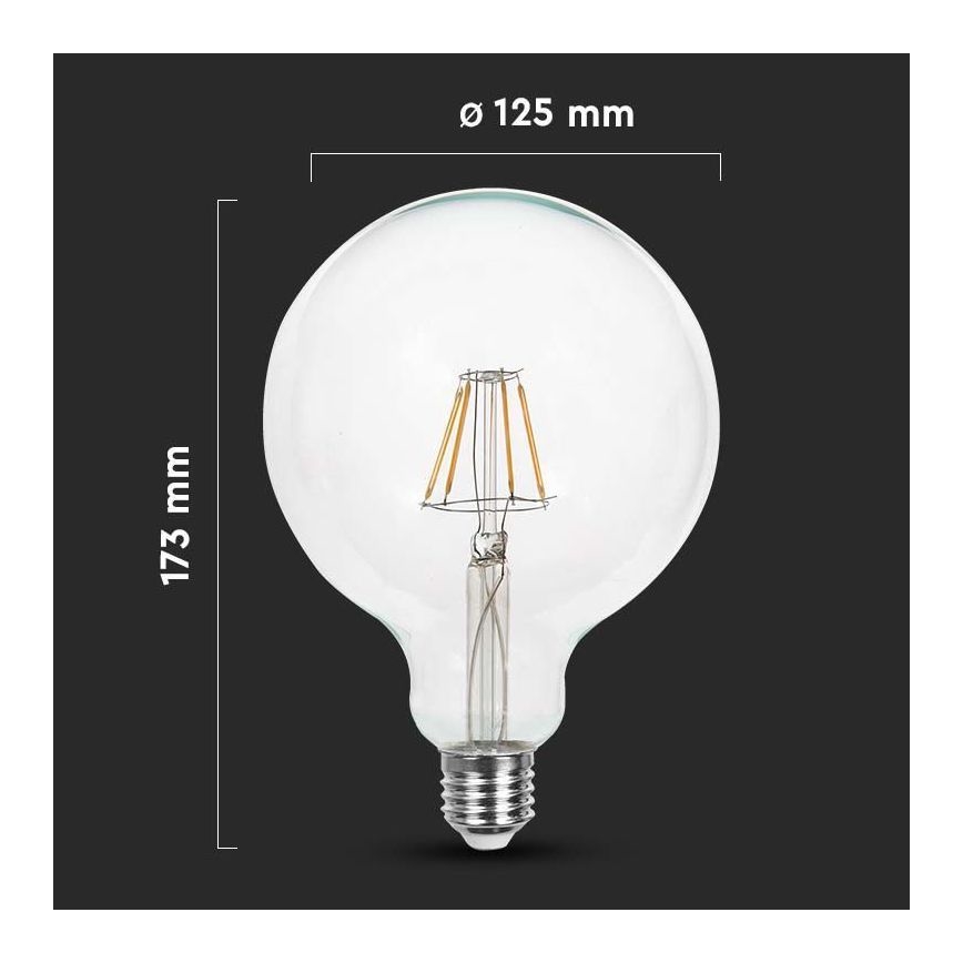 LED Żarówka FILAMENT G125 E27/12W/230V 3000K