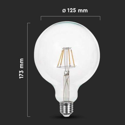 LED Żarówka FILAMENT G125 E27/12W/230V 6500K