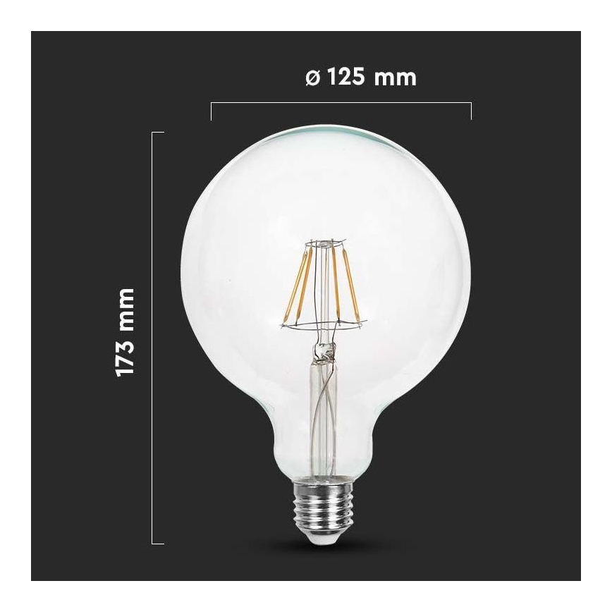 LED Żarówka FILAMENT G125 E27/12W/230V 6500K