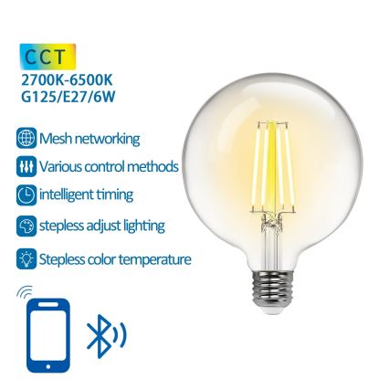 LED Żarówka ściemnialna FILAMENT MESH Smart G125 E27/6W/230V 2700-6500K - Aigostar