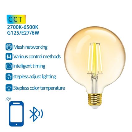 LED Żarówka ściemnialna FILAMENT MESH Smart G125 E27/6W/230V 2700-6500K - Aigostar