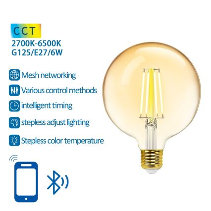 LED Żarówka FILAMENT G125 E27/6W/230V 2700-6500K - Aigostar