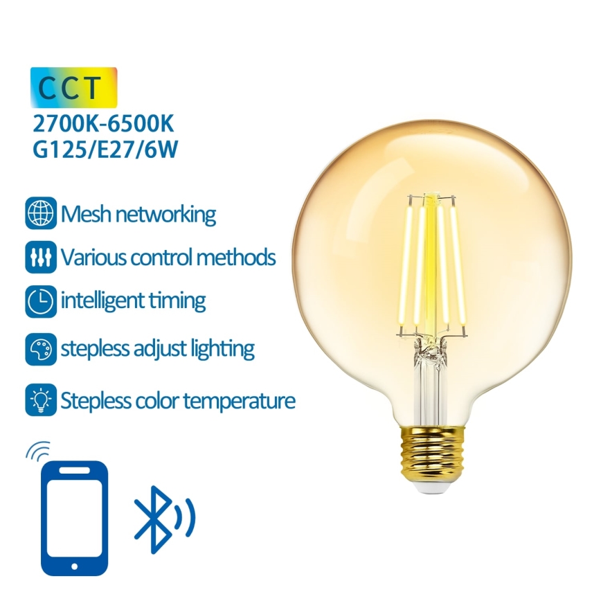LED Żarówka ściemnialna FILAMENT MESH Smart G125 E27/6W/230V 2700-6500K - Aigostar