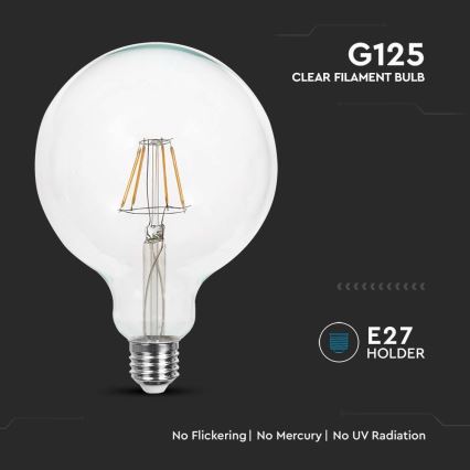 LED Żarówka FILAMENT G125 E27/6W/230V 3000K