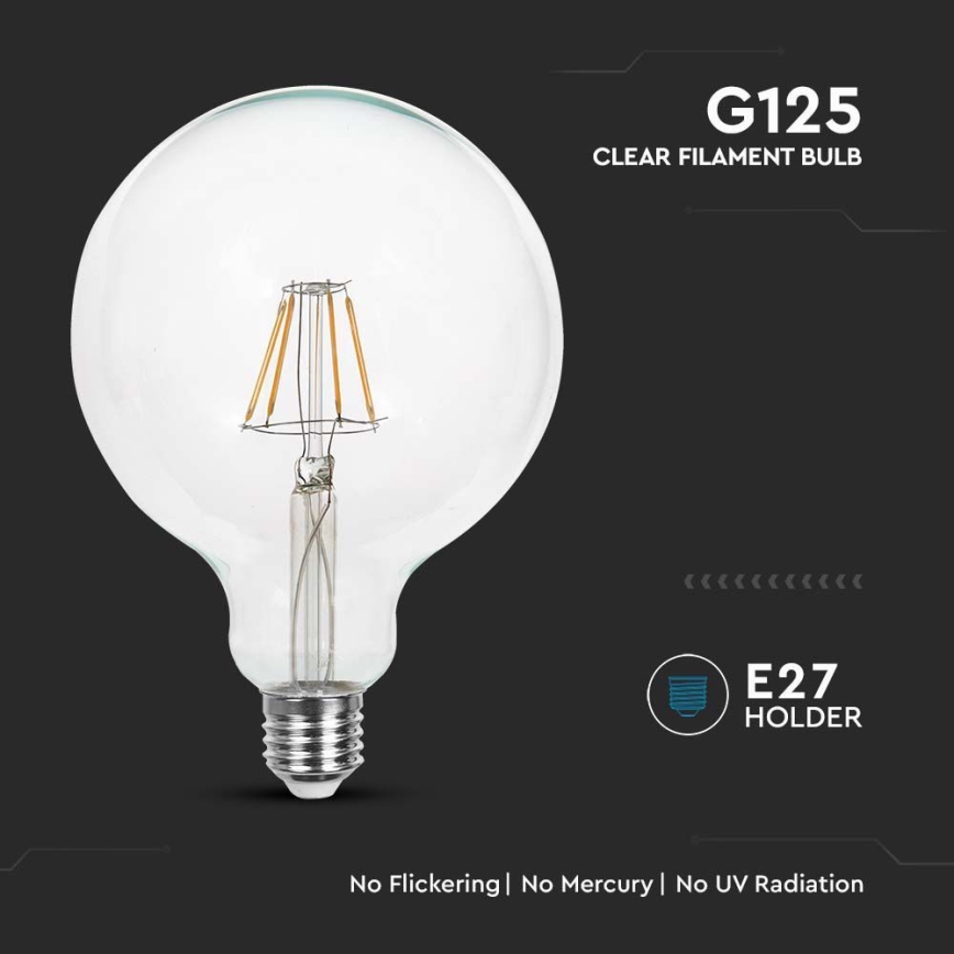 LED Żarówka FILAMENT G125 E27/6W/230V 3000K