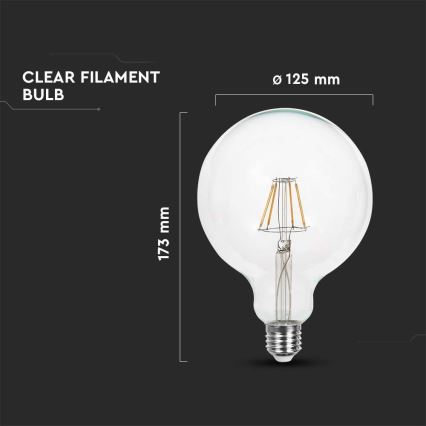 LED Żarówka FILAMENT G125 E27/6W/230V 3000K