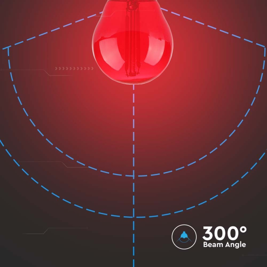 LED Żarówka FILAMENT G45 E27/2W/230V czerwona