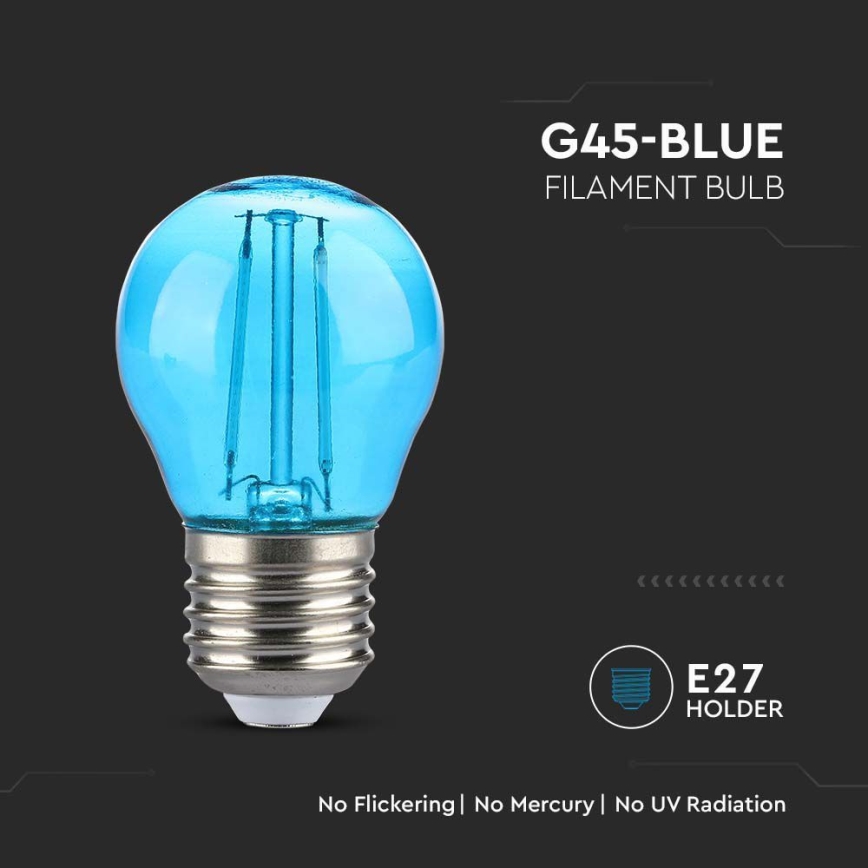 LED Żarówka FILAMENT G45 E27/2W/230V niebieska