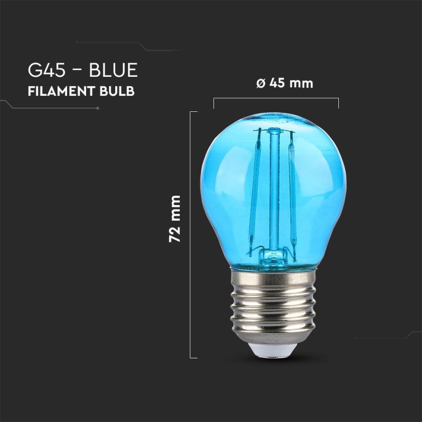 LED Żarówka FILAMENT G45 E27/2W/230V niebieska