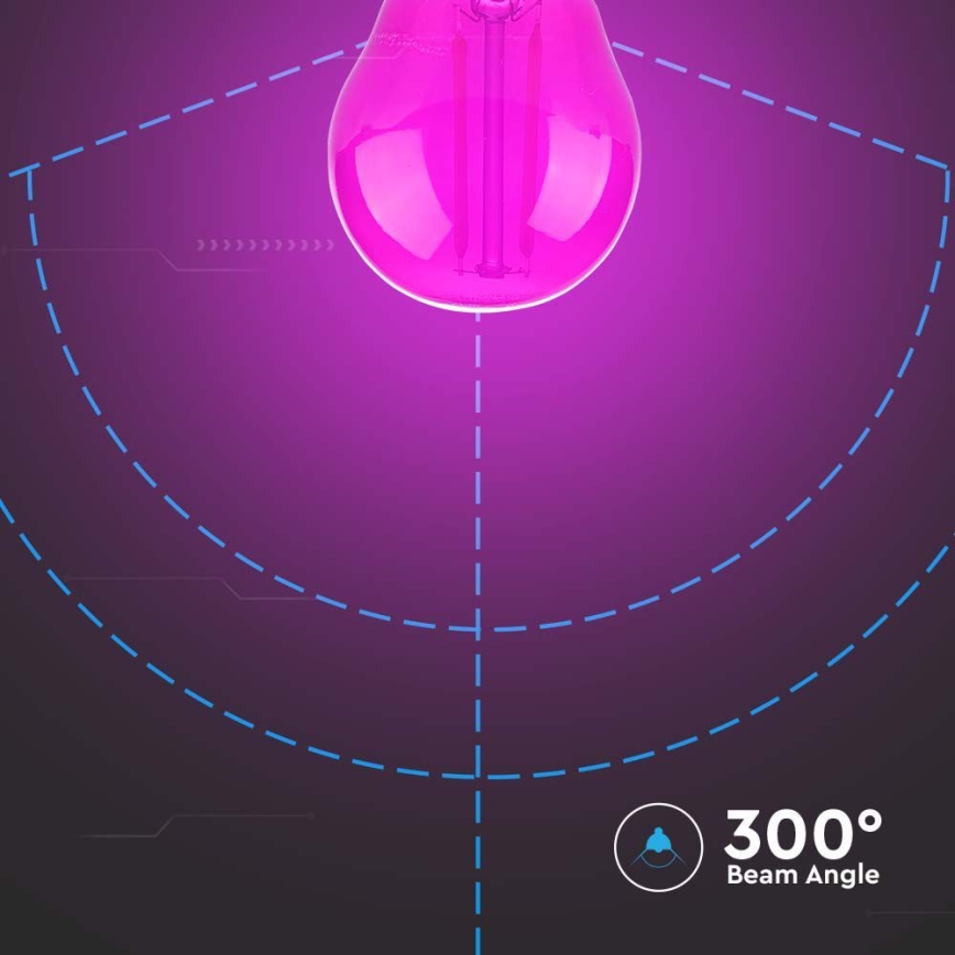 LED Żarówka FILAMENT G45 E27/2W/230V różowa